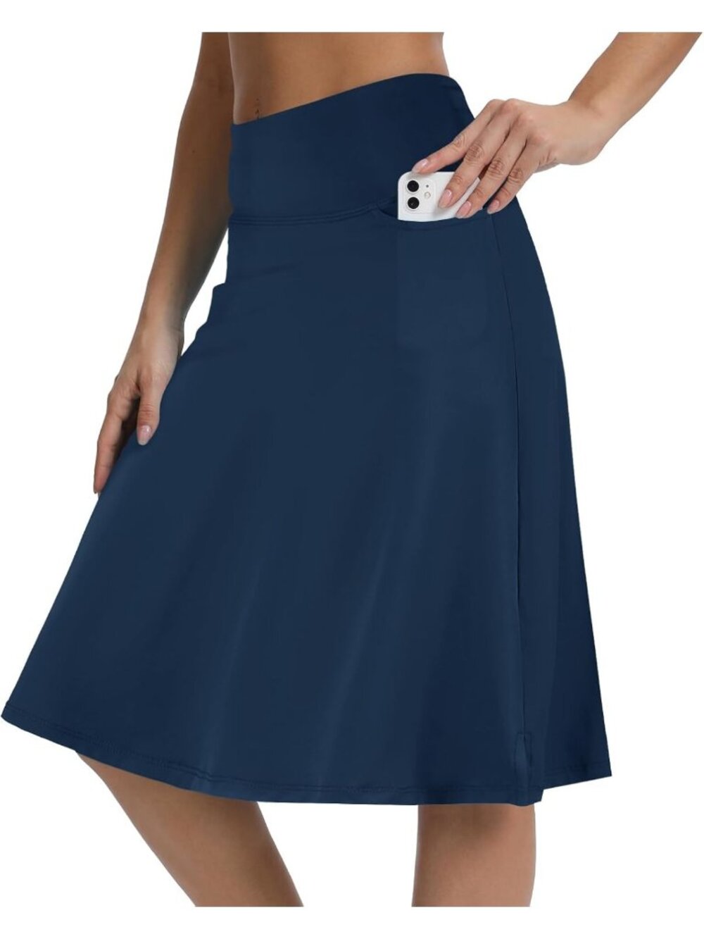 Modest Knee-Length Women's Skorts with Pockets | Athletic Midi Running Skirt